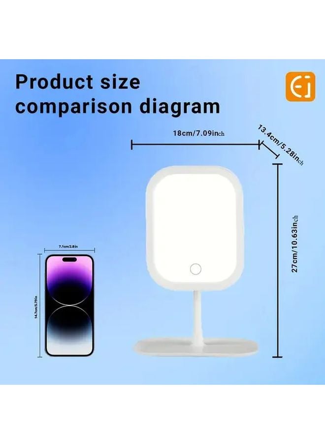 Pink Portable Touch LED Makeup Mirror Rotating Base 270 Swivel 3 Lighting Modes Adjustable Brightness Rechargeable - Image 4